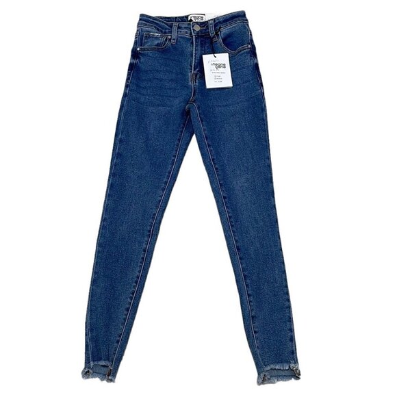 Insane Gene Jeans NWT Hi-Rise Ankle Skinny Medium Wash Blue Denim Size 0 / 23 - Picture 1 of 13